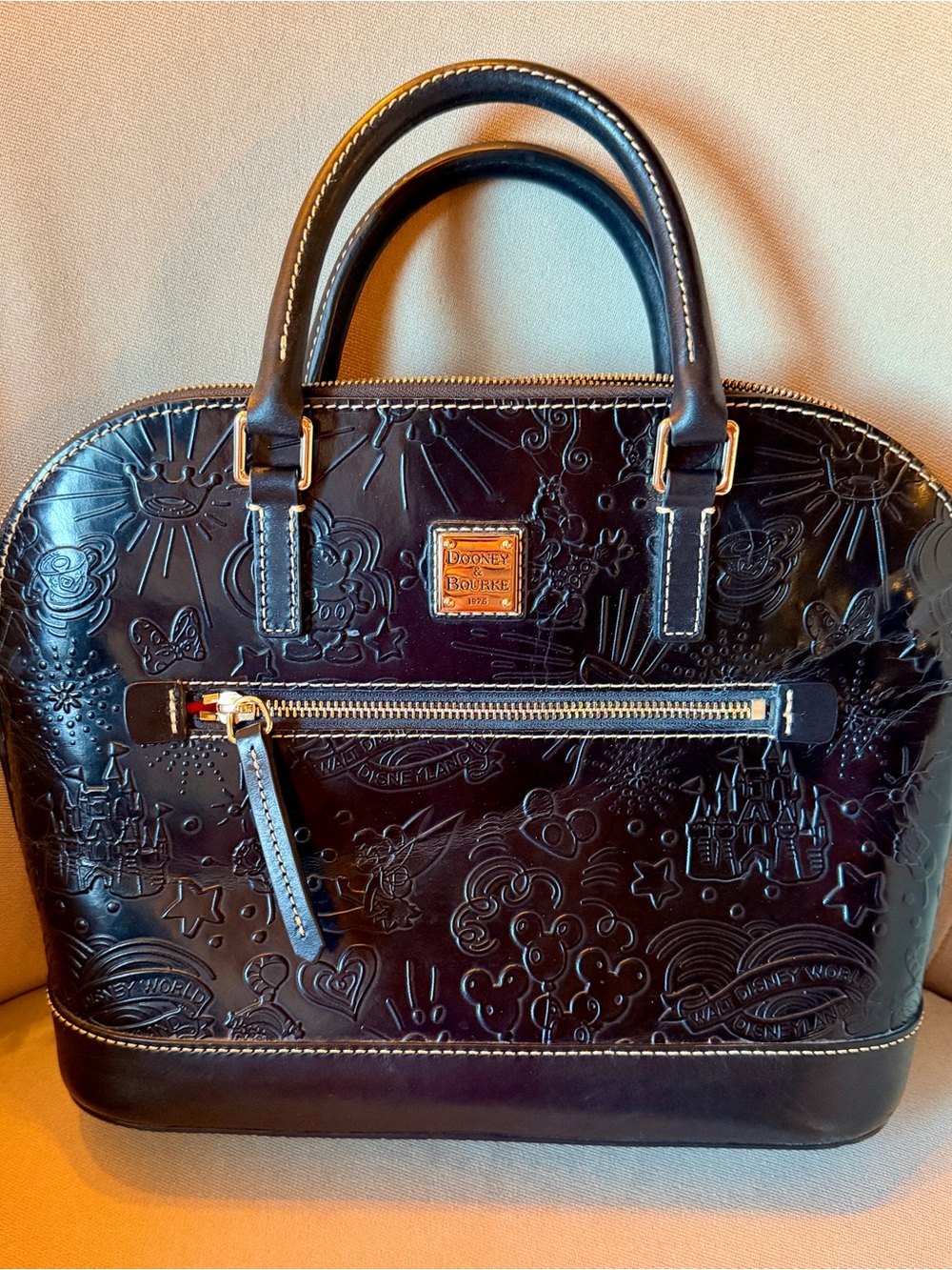 Disney x Dooney & Bourke Black Embossed Leather Sketch 2021 Satchel